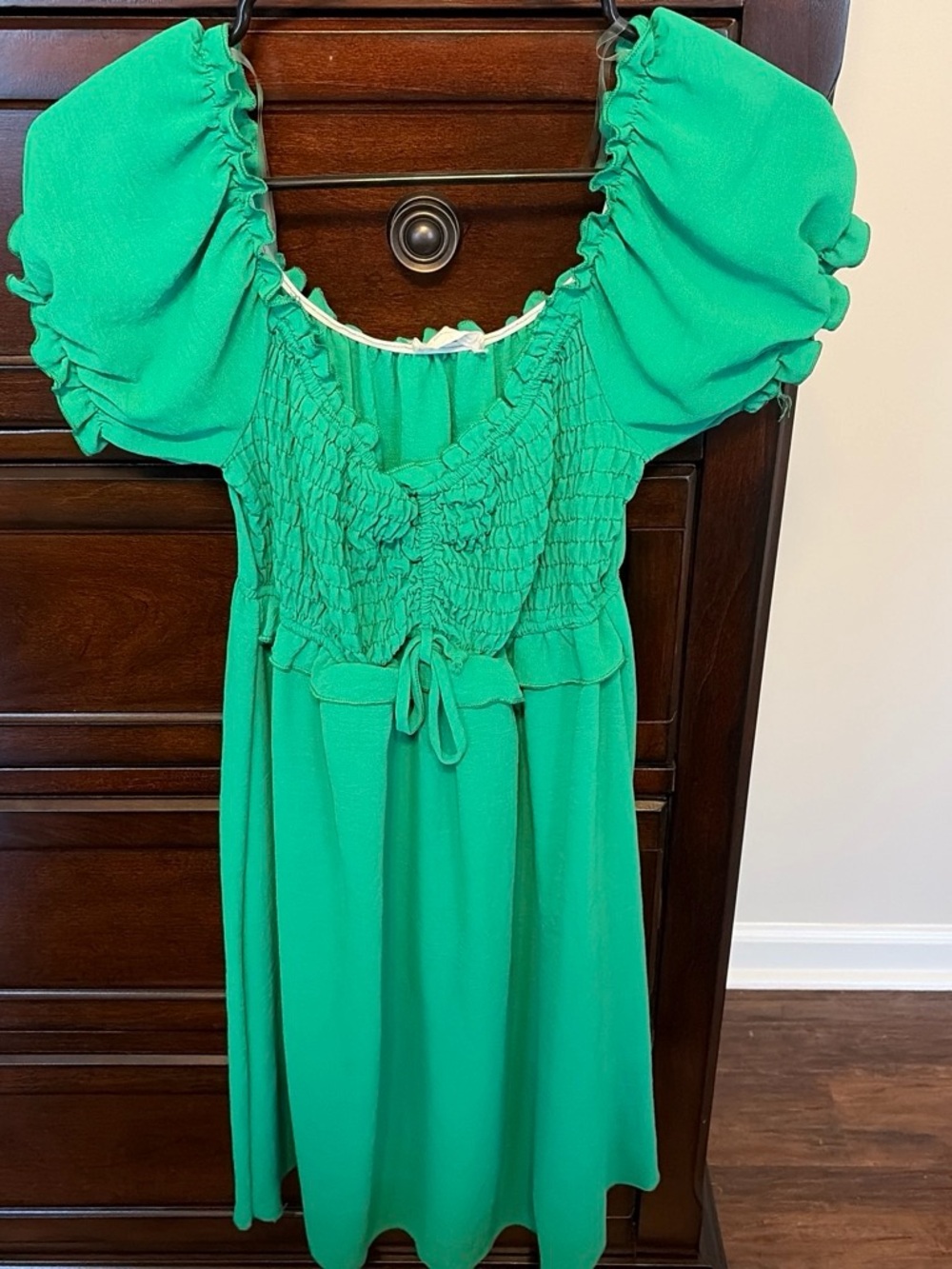Altar'd State Emerald Green Puff-Sleeve Smocked Dress
